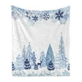 thumbnail image 1 of Christmas Soft Flannel Fleece Throw Blanket, Winter Forest in Xmas Time Landscape Trees Rein Deer Styled Snowflakes, Cozy Plush for Indoor and Outdoor Use, 50" x 70", Multicolor, by Ambesonne, 1 of 5