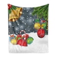 thumbnail image 1 of Christmas Soft Flannel Fleece Throw Blanket, Words Print with Original Celebration Objects with Presents and Candies Image, Cozy Plush for Indoor and Outdoor Use, 50" x 60", Multicolor, by Ambesonne, 1 of 5