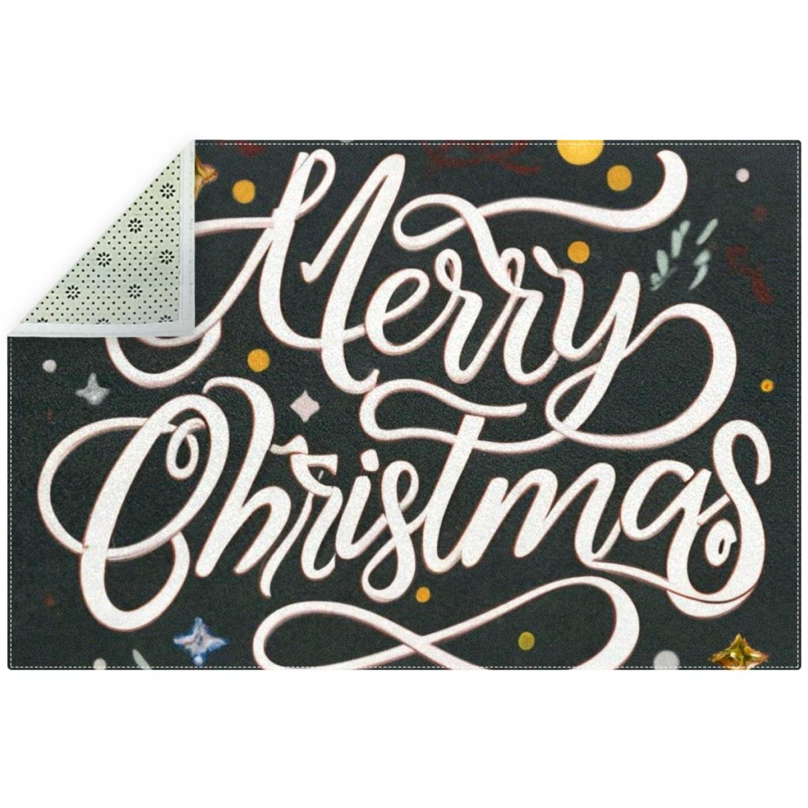 Christmas Soft Polyester Bath Rug Absorbent Square Bathroom Floor Mat