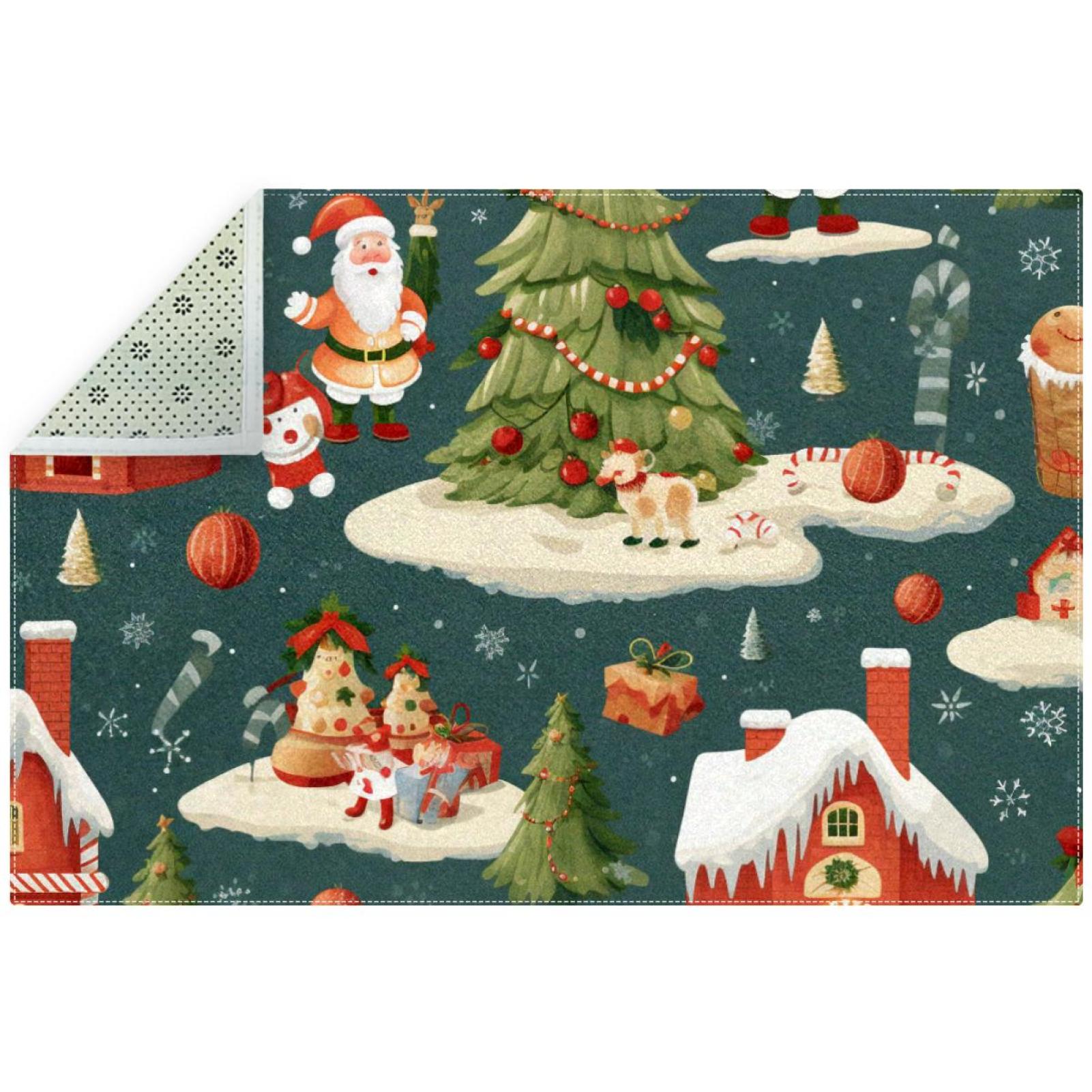 Christmas Soft Polyester Bathroom Mat Rug Absorbent Quick Dry Shower