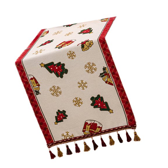 Christmas Soft Weaving Table Runner with Chenilles Fabric And Tassels For Modern Interior Holiday Table Decoration