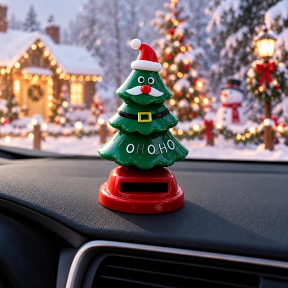 Christmas Solar Dancing - Solar-Powered Shaking Head Figures,Solar Dancing Christmas Tree,Car Dashboard Dancer,Solar Powered Swinging Head Dashboard Bobbleheads,Novelty Gag Gift