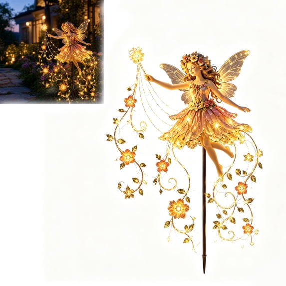 Christmas Solar Flower Fairys Light,Waterproof Outdoor Decorative Garden Stake Light,Solar Powered Christmas Flower Fairys Night Light for Pathway Yard Patio Holiday Outdoor Decor