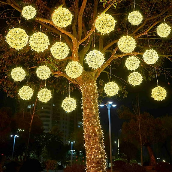 Christmas Solar Garden Lights Solar Powered Hanging Tree Lights Ball - Outdoor Waterproof Decoration for Garden/Yard (7.87",24V)