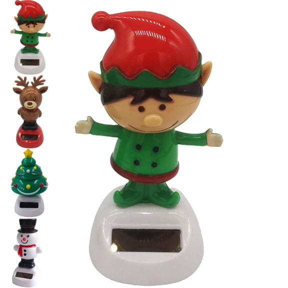 Christmas Solar Powered Dancing Toys for Car Dashboard, Snowman Santa Claus Elk Shaking Head Solar Christmas Toys, Car Swinging Dancing Toy for Office Desk Gift