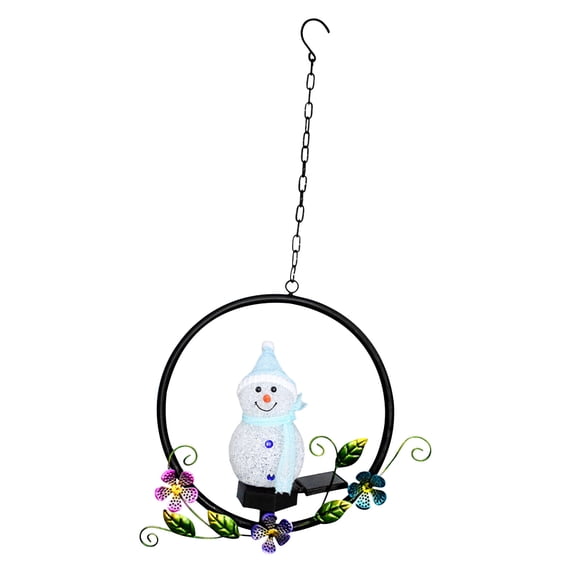 Christmas Solar Snowman Light, LED Garden Front Door Decoration Wind Chime Light, Holiday Light, Winter Courtyard Decoration Gift
