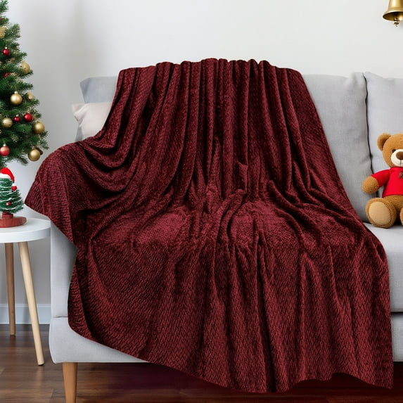 Christmas Solid Color Blanket, 59x39" Soft Warm Throw Blanket, Light-weight Plush Throw Blanket for Bed Sofa Camping Airplane Holiday