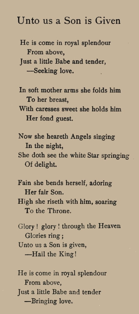 Christmas Songs & Carols 1908 Unto us a Son is Given Canvas Art - Agnes H Begbie (24 x 36)
