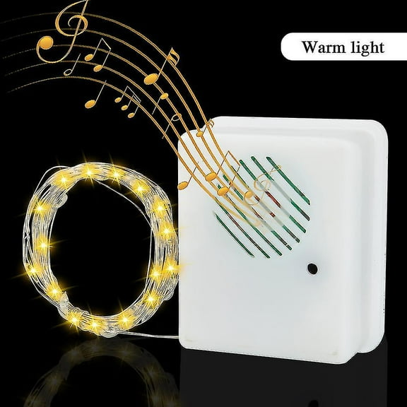 Christmas Sound Sensor Music Speaker /9.8ft String Lights Voice-activated Props-ZZY