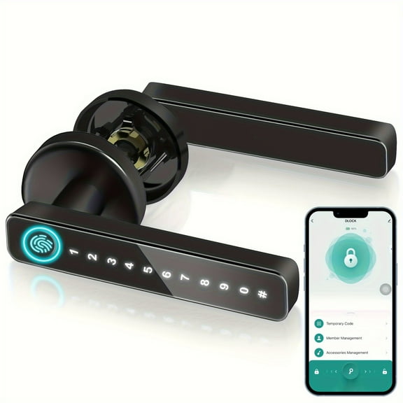 Christmas Special - 5-in-1 Smart Fingerprint Door Lock Handle Biometric/App/Passcode/IC Card/Mechanical Key Keyless Entry Door Lock Suitable for Home, Office, Apartment, Bedroom