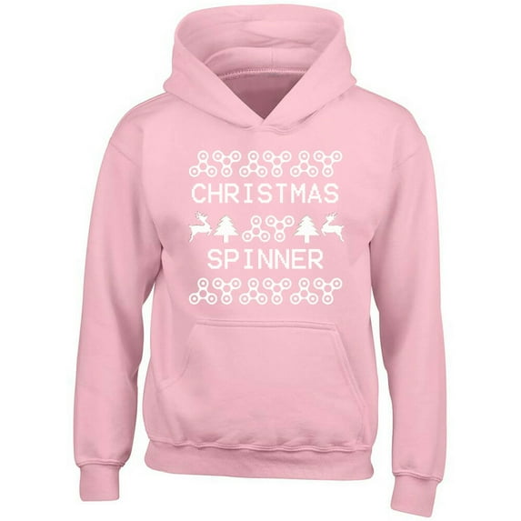 Christmas Spinner Printed Pink Hoodie Sweatshirt Happy Ugly Small