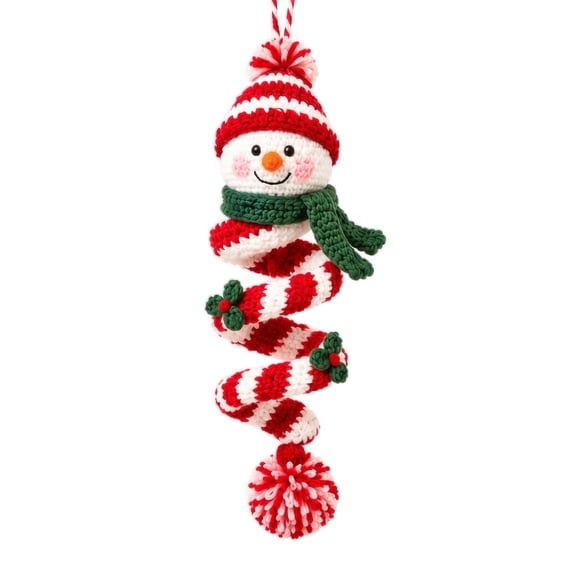 Christmas Spiral Snowman Crochet Kit with Soft Yarn, 1 Set, Red, White, and Green, for Holiday Crafting, Diy Decoration Kit