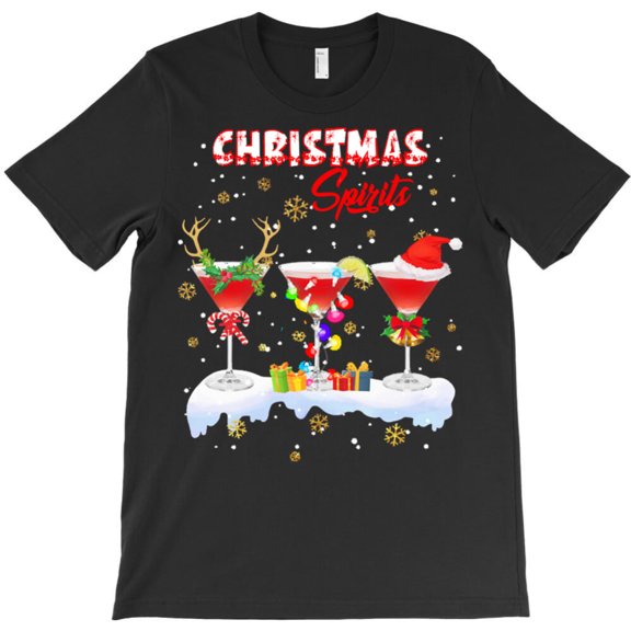 Christmas Spirits Funny Cocktail Lover Gift Holiday Graphic T-Shirt G5529, Up to 5XL