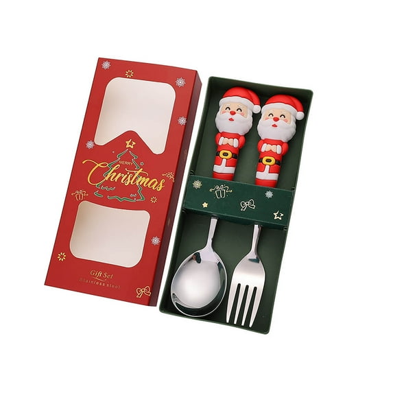 Nilvkv Christmas Spoon Christmas Dessert Spoon Fork Stainless Steel Tableware Set Cute Doll with Hand Gift, Christmas Decorations, CHRlSTMAS-GlFTs