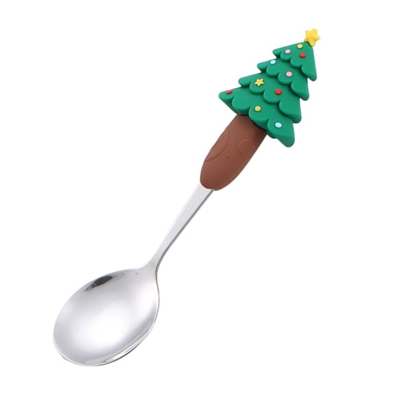Christmas Spoon Stainless Steel Christmas Tree Tea Spoon for Home,Xmas Coffee Spoon Dinner Forks Dessert Spoon Stirring Spoon Ice Cream Spoon Creative Tableware Gift,Christmas Spoon 1-piece Gift Box