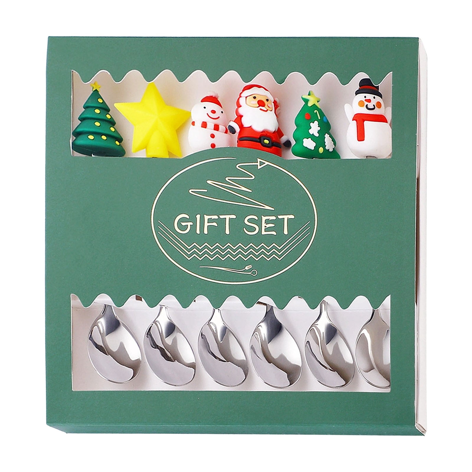 Christmas Spoons, Christmas Cartoon Cutlery Set, Silicone Stainless ...
