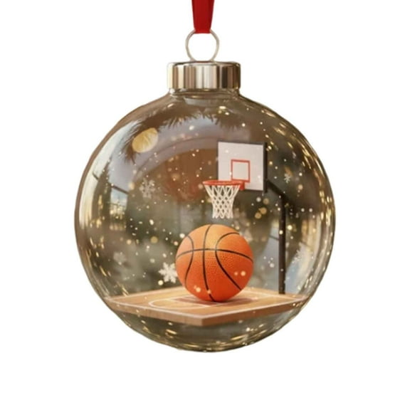 Christmas Sports Crystal Glass Ball Decoration for Sport Lovers,PVC Hanging Ornaments for Christmas Tree Decor,3.15 in