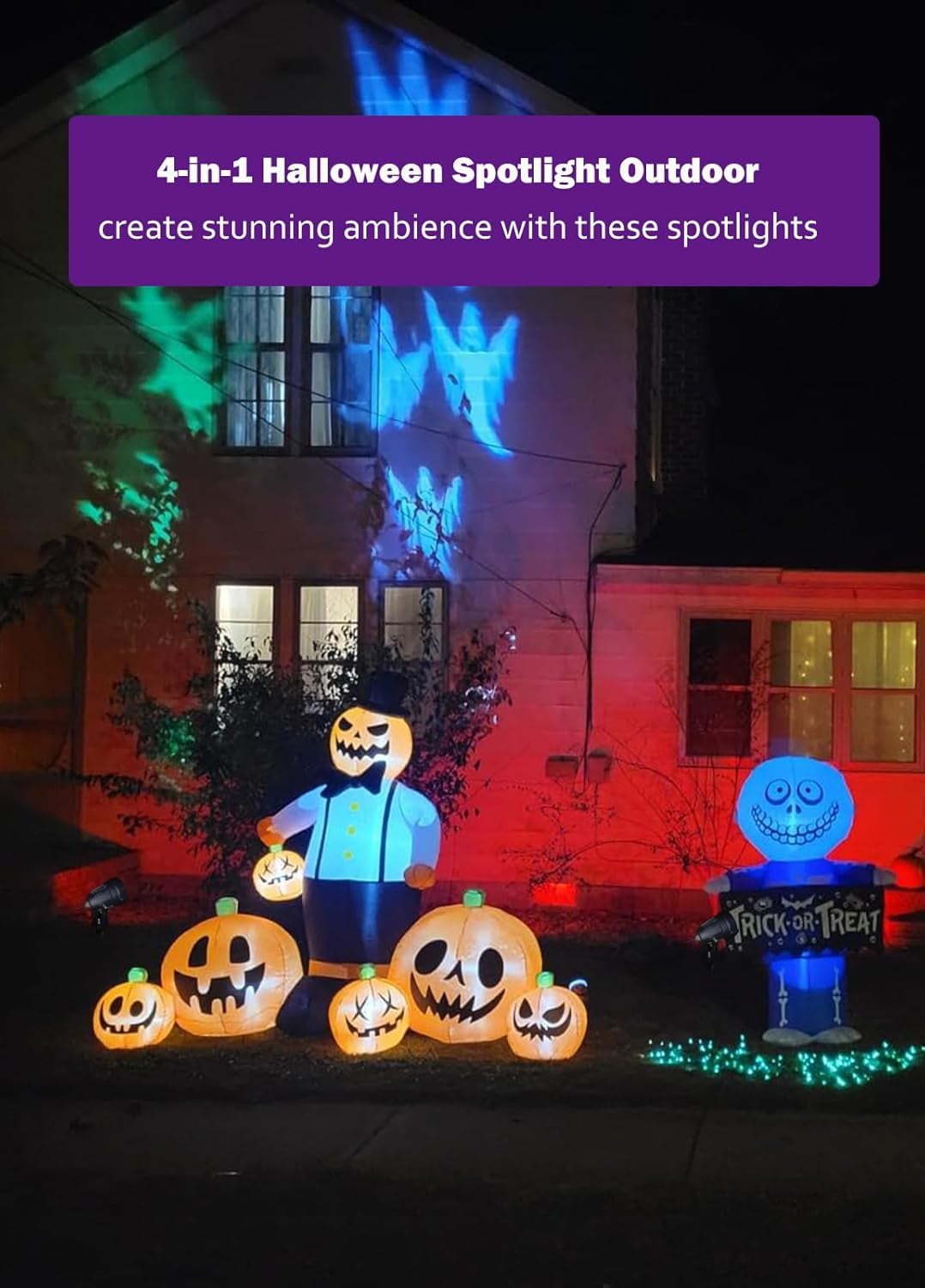 Christmas Spotlights Outdoor, All-in-ONE RGBW Halloween Spot Lights ...