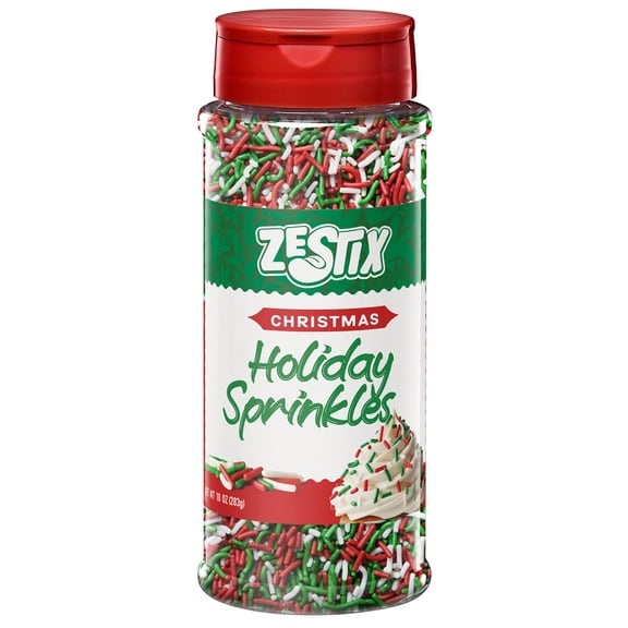 Christmas Sprinkles, 10oz Holiday Jimmy Sprinkles in Red, Green, & White