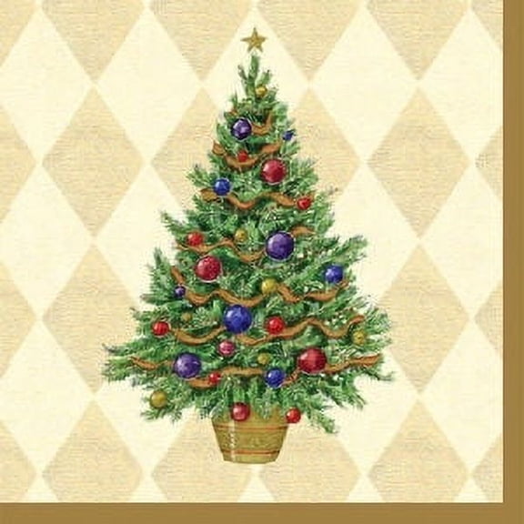 Christmas Spruced Up Gold Tree Beverage Napkins 16 Count