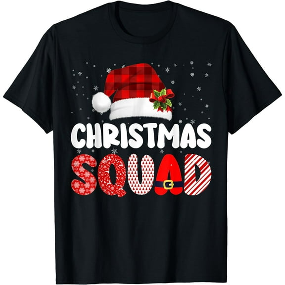 Christmas Squad Family Group Matching Red Plaid Santa T-Shirt