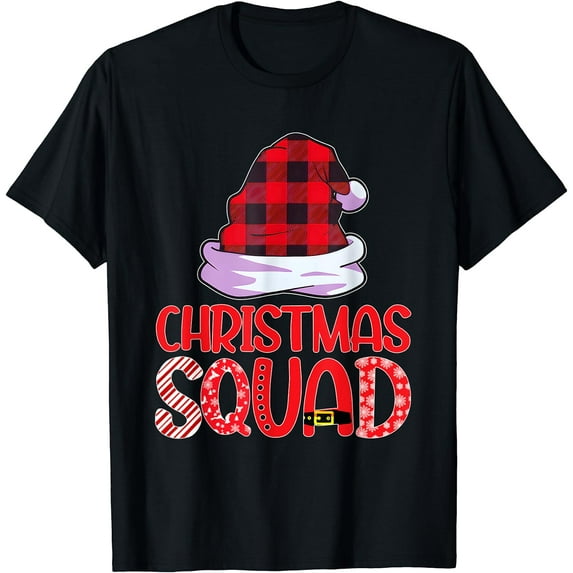 Christmas Squad Family Group Matching Shirts Red Plaid Santa T-Shirt