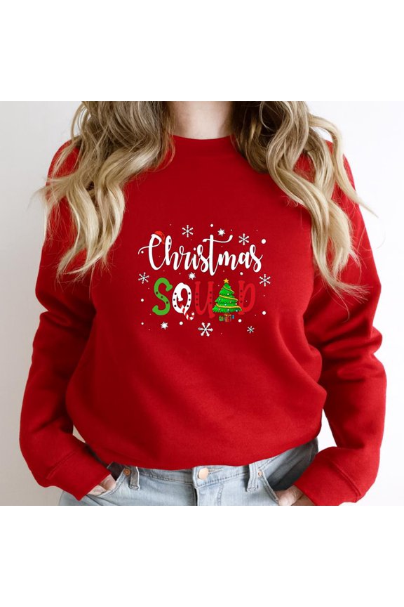 Christmas Squad Funny Family Matching Pajamas, Boys Girls Graphic SW21209 Unisex Sweatshirt, Up to Size 5XL