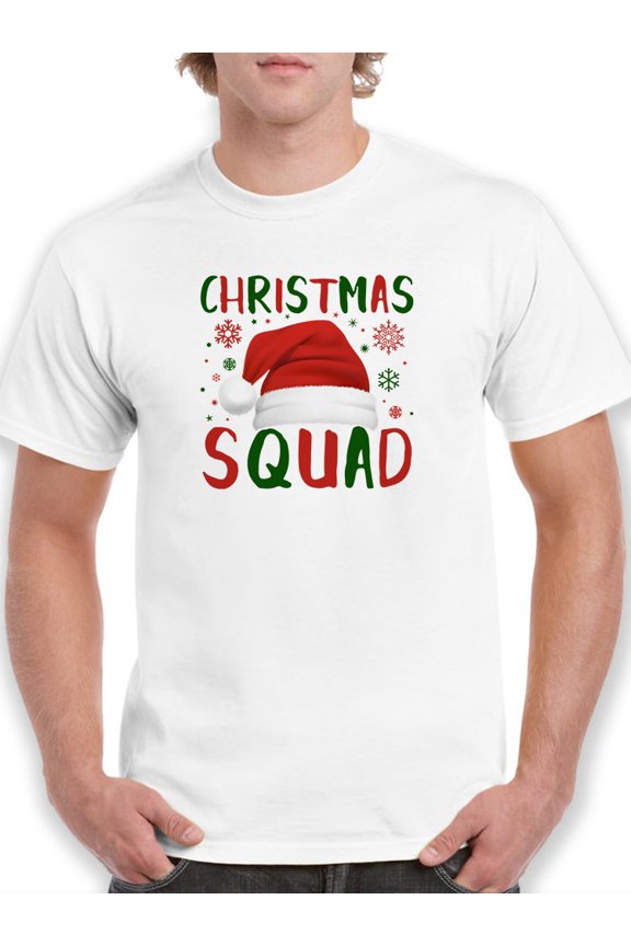 Christmas Squad Santa Hat T-Shirt Men -Smartprints Designs, Male Large