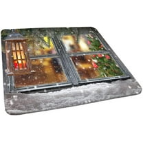 Christmas Square Table Cove, Christmas Style Print, Elastic Edge, Suitable for Kitchen Party Picnic, Fit for 35"x35" Square Table