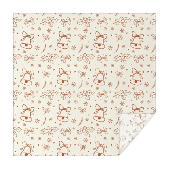 Christmas Square Tablecloth 42x42 Inch – Waterproof Polyester Printed Table Cover, Wrinkle Resistant & Washable for Kitchen Dining Picnic Party Decor, Single-v4-15, White
