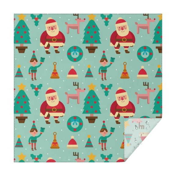 Christmas Square Tablecloth 42x42 Inch – Waterproof Polyester Printed Table Cover, Wrinkle Resistant & Washable for Kitchen Dining Picnic Party Decor, Single-v4-15, White