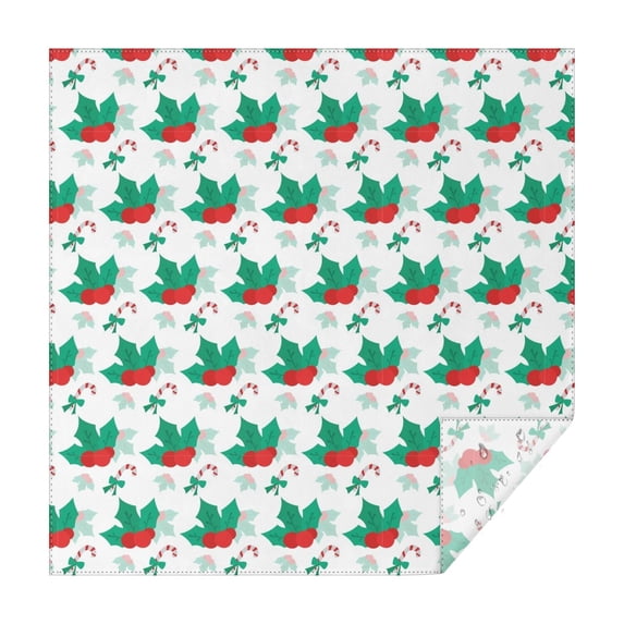 Christmas Square Tablecloth 42x42 Inch – Waterproof Polyester Printed Table Cover, Wrinkle Resistant & Washable for Kitchen Dining Picnic Party Decor, Single-v4-15, White