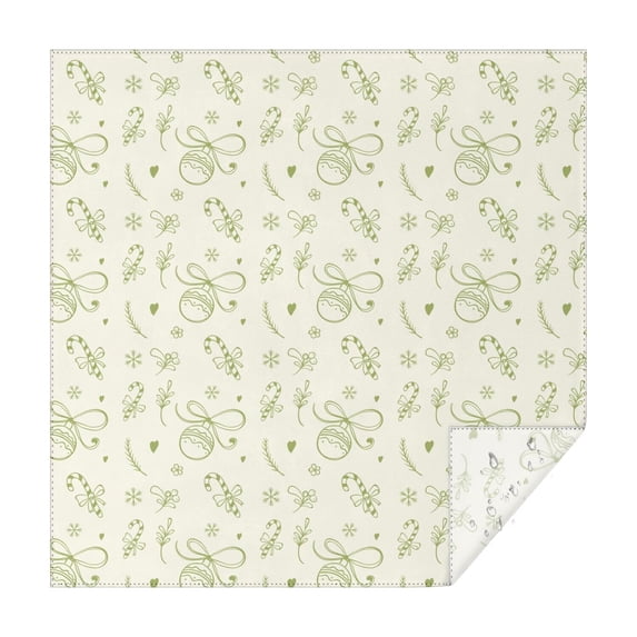 Christmas Square Tablecloth 52x52 Inch – Waterproof Polyester Printed Table Cover, Wrinkle Resistant & Washable for Kitchen Dining Picnic Party Decor, Single-v4-15, White
