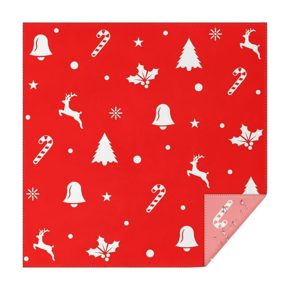 Christmas Square Tablecloth 52x52 Inch – Waterproof Polyester Printed Table Cover, Wrinkle Resistant & Washable for Kitchen Dining Picnic Party Decor, Single-v4-15, White