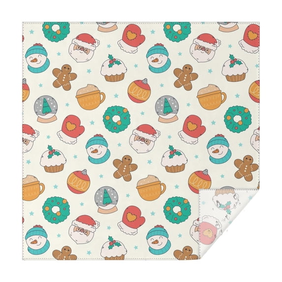 Christmas Square Tablecloth 52x52 Inch – Waterproof Polyester Printed Table Cover, Wrinkle Resistant & Washable for Kitchen Dining Picnic Party Decor, Single-v4-15, White