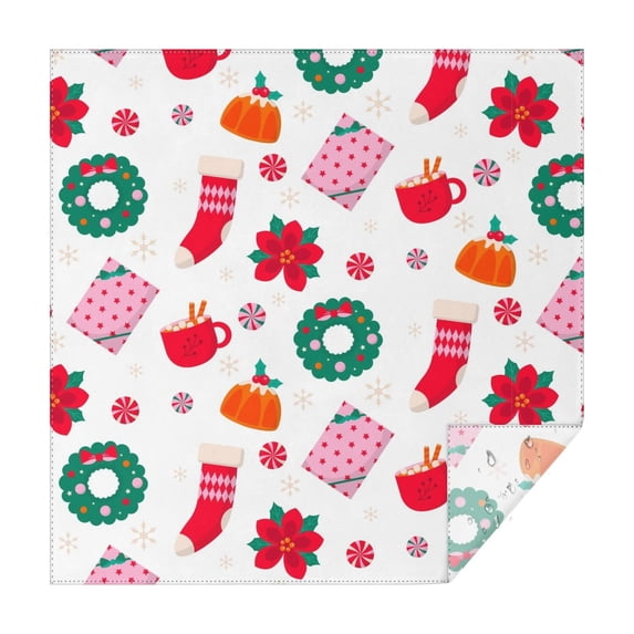 Christmas Square Tablecloth 60x60 Inch – Waterproof Polyester Printed Table Cover, Wrinkle Resistant & Washable for Kitchen Dining Picnic Party Decor, Single-v4-13, White