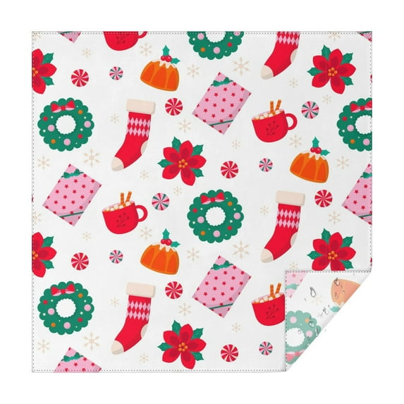 Christmas Square Tablecloth 60x60 Inch – Waterproof Polyester Printed Table Cover, Wrinkle Resistant & Washable for Kitchen Dining Picnic Party Decor, Single-v4-13, White