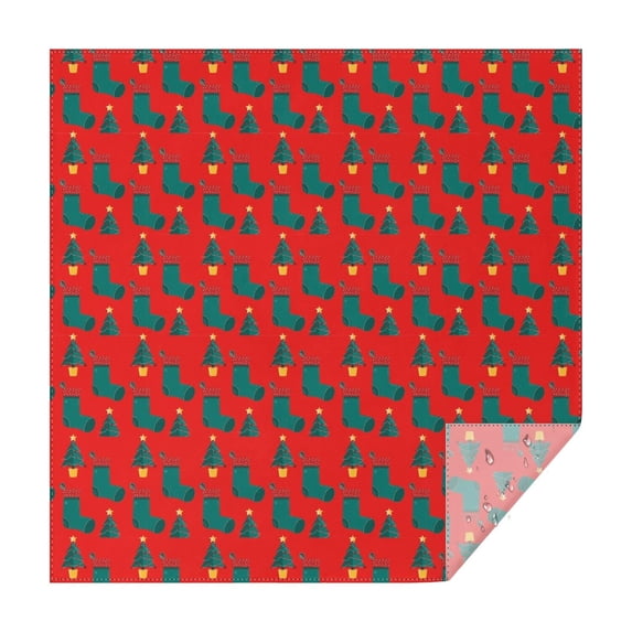 Christmas Square Tablecloth 60x60 Inch – Waterproof Polyester Printed Table Cover, Wrinkle Resistant & Washable for Kitchen Dining Picnic Party Decor, Single-v4-13, White