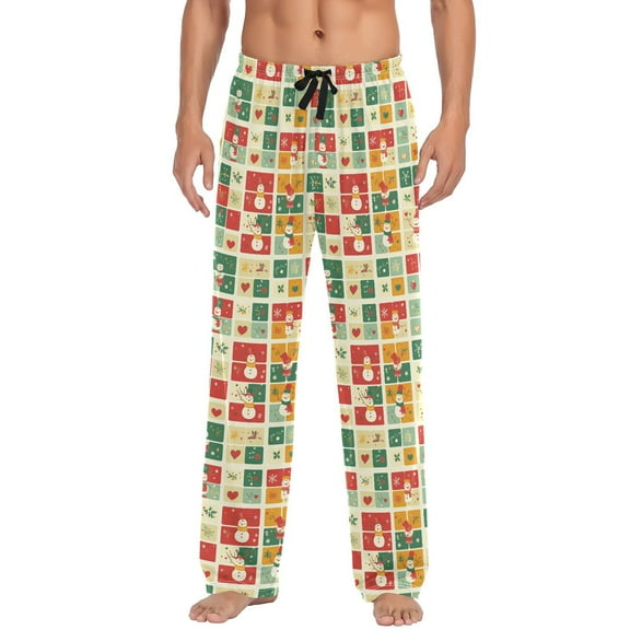 Christmas Squares Men's Pajama Pants with Pocket Lounge Pants Pajama Sleep Pant Pj Comfortable