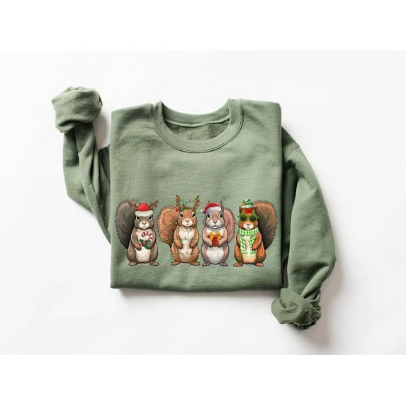 Christmas Squirrel Lights Sweatshirt,Christmas Sweatshirt,Funny Christmas Animals Sweater, Christmas Gifts, Squirrel Lights Shirt,XMAS Shırt