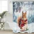 thumbnail image 1 of Christmas Squirrel, Waterproof Fabric Shower Curtain, Forest Snowflake Pine Tree Watercolor Shower Curtain for Bathroom Curtains Bathtubs Hotel Washable Shower Curtains with 12 Hooks Standard 66x72, 1 of 6