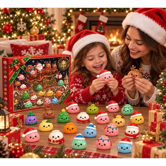 Christmas Squishies Advent Calendar 2026 24 Day Countdown Dumpling Squishy Mini Squishies for Christmas Gift