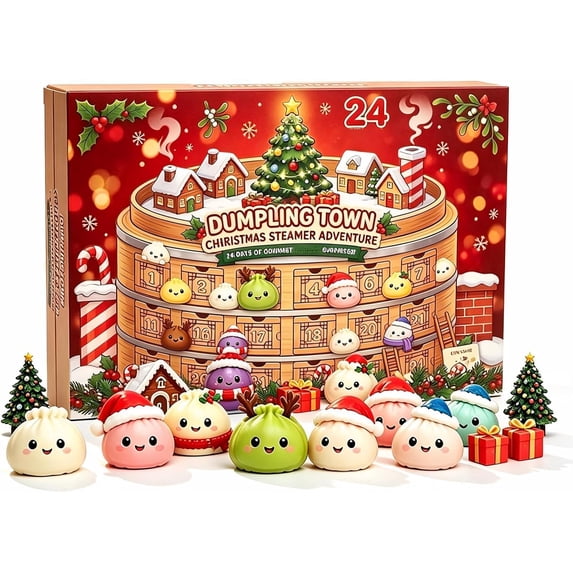 Christmas Squishies Advent Calendar 2026, 24 Dumpling Countdown Calendar, B