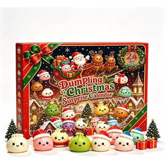 Christmas Squishies Advent Calendar 2026, 24 Dumpling Countdown Calendar, C