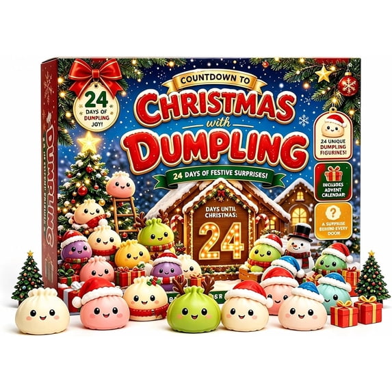 Christmas Squishies Advent Calendar 2026, 24 Dumplings Countdown Calendar (D)