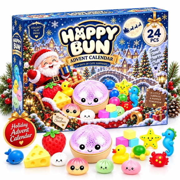 Christmas Squishies Advent Calendar 2026, Countdown Calendar with 24 Dumpling Squishy for Adults Party Favors & Stocking Stuffers, Style C