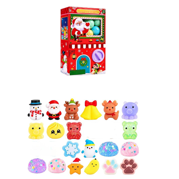 Christmas Squishies Vending Machine, 24 Surprise Capsule Advent Calendar, Sensory Fidget Toys for Holiday Countdown A#011