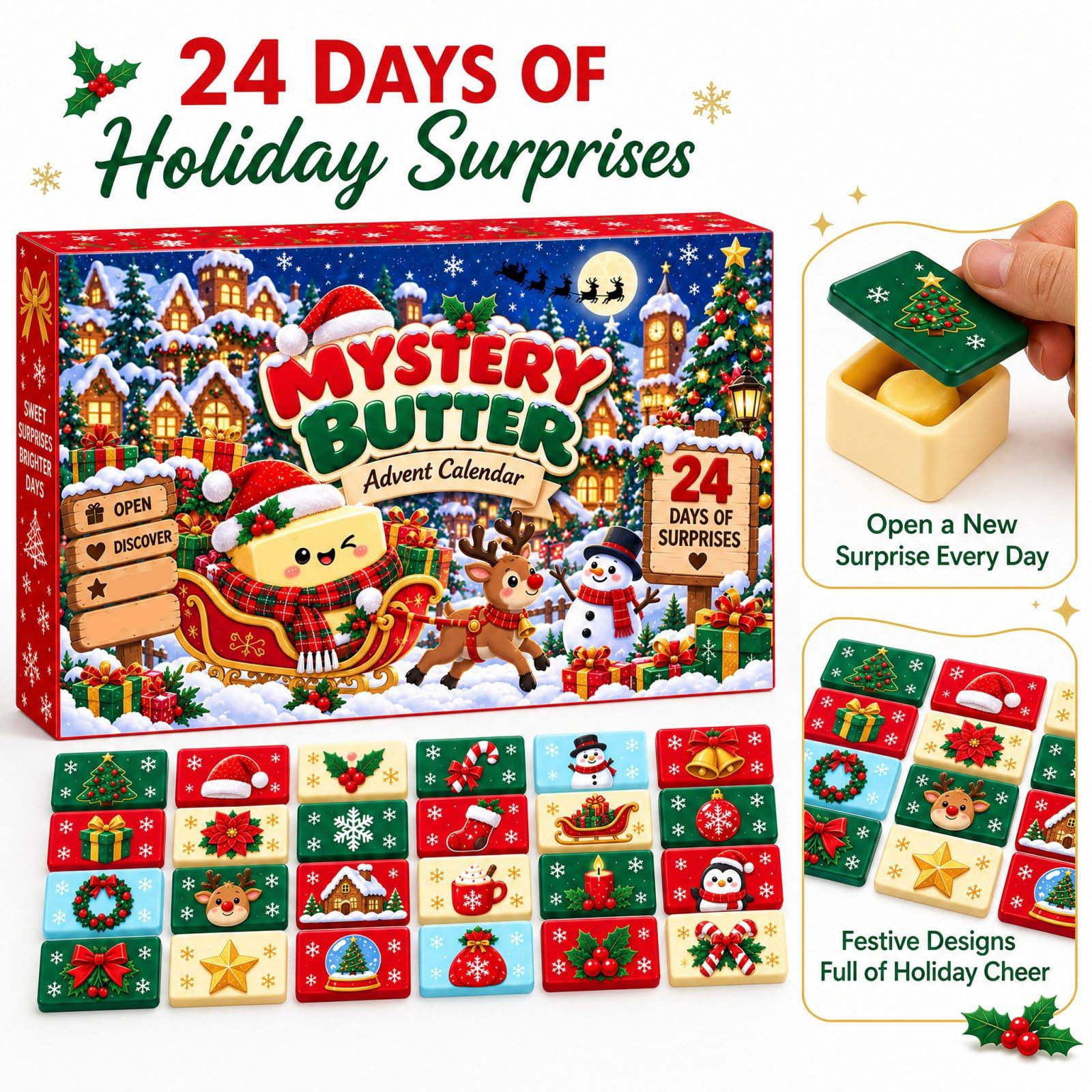 Christmas Squishy Advent Calendar with 24 Days of Surprises, 24-Piece ...
