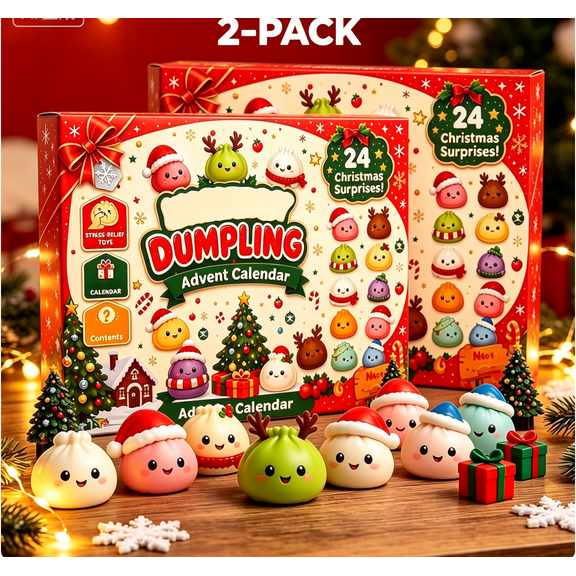 Christmas Squishy Dumplings Advent Calendar, 24 Days Countdown Calendar for 2026, 24 Squishy Toys for Christmas Favors (2 Set)