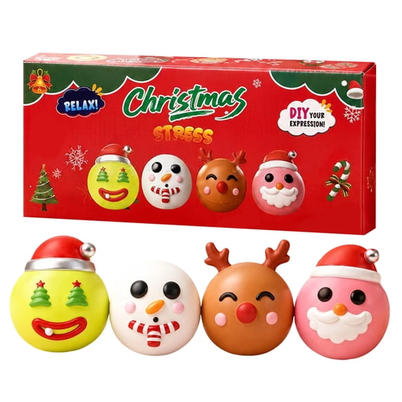 Christmas Squishy Hand‑play Decompression Fidget Toy, Stress Reducing Squeeze Sensory Toy, Pocket‑friendly Portable Play Toy for Boys Girls, Desk Ornament and Party Giveaway Gift(Ugly Balls)